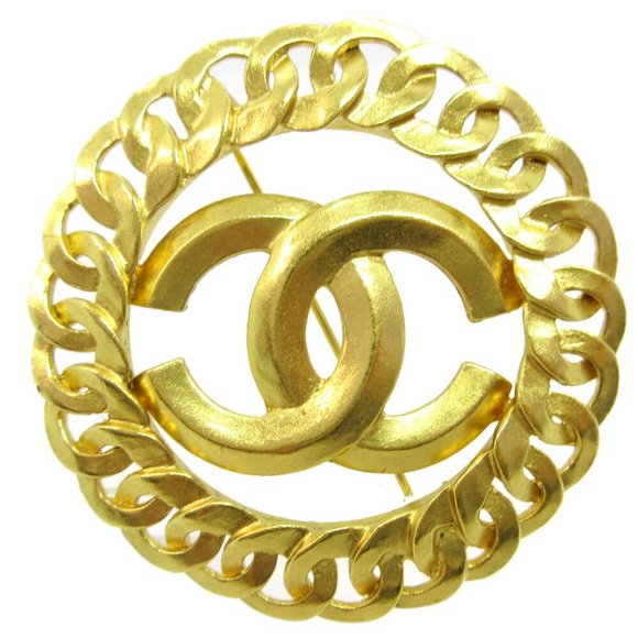 Authentic CHANEL CC Medallion Motif Brooch Pin Corsage Gold-Tone 96P - Picture 1 of 5